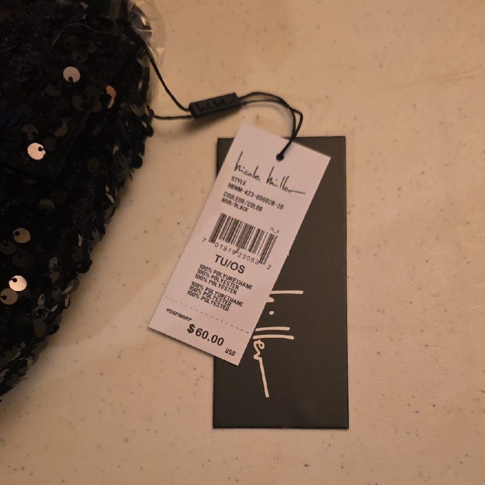 Nicole Miller Black Sequin Wristlet Clutch - Picture 2 of 3